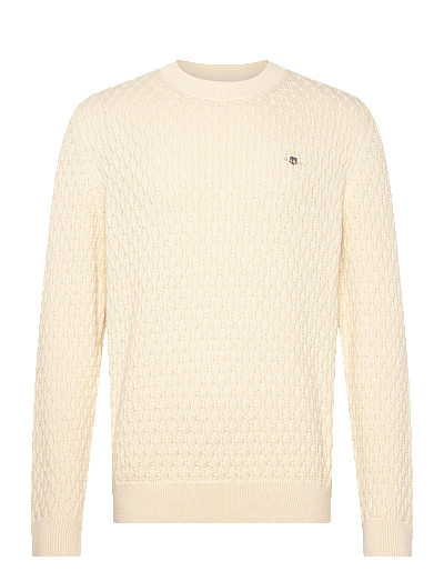 Gant TEXTURED COTTON C-NECK - Round Necks - CREAM / cream