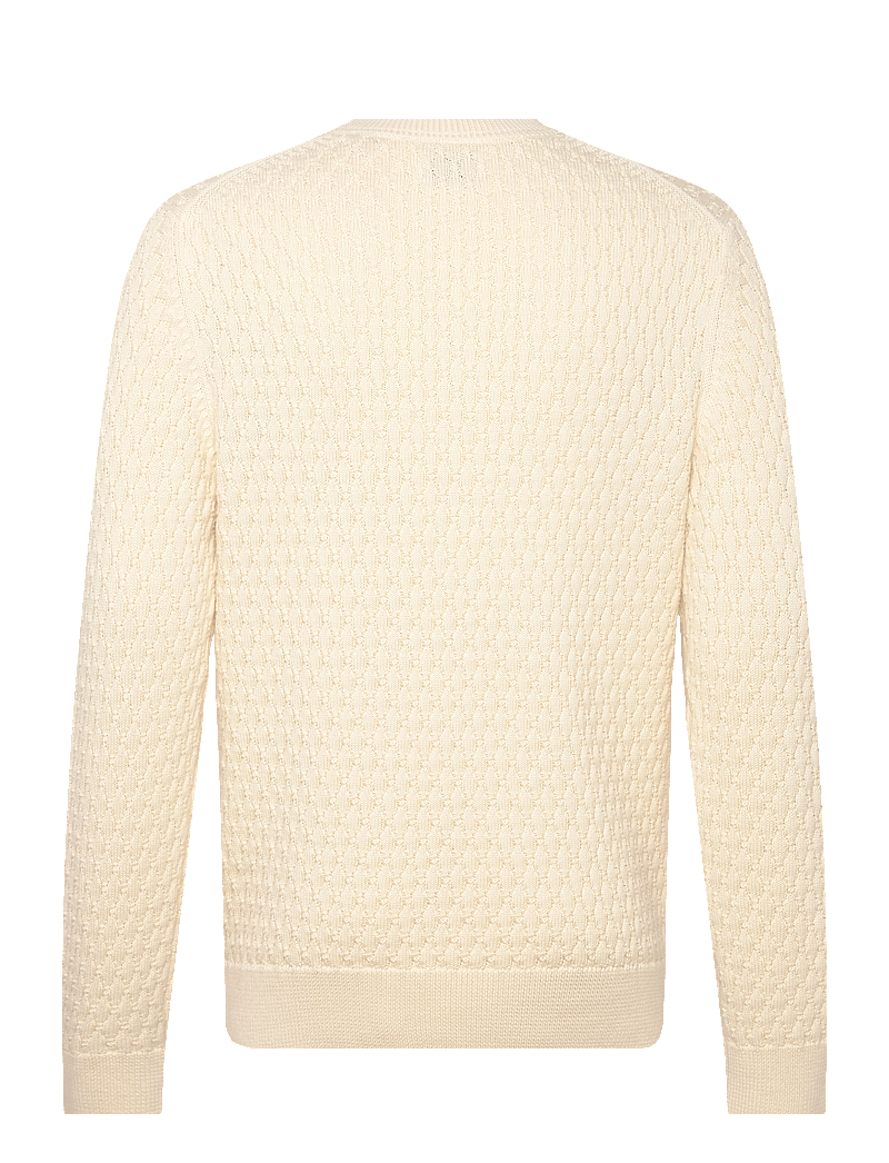 GANT - TEXTURED COTTON C-NECK - rundhals - cream - 1