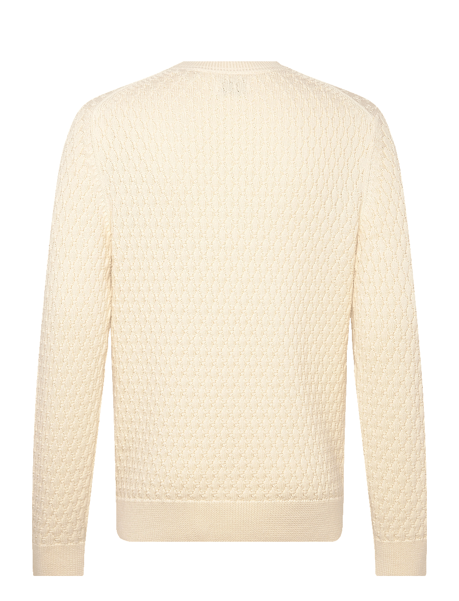 Gant - TEXTURED COTTON C-NECK - pyöreäaukkoiset - cream - 1