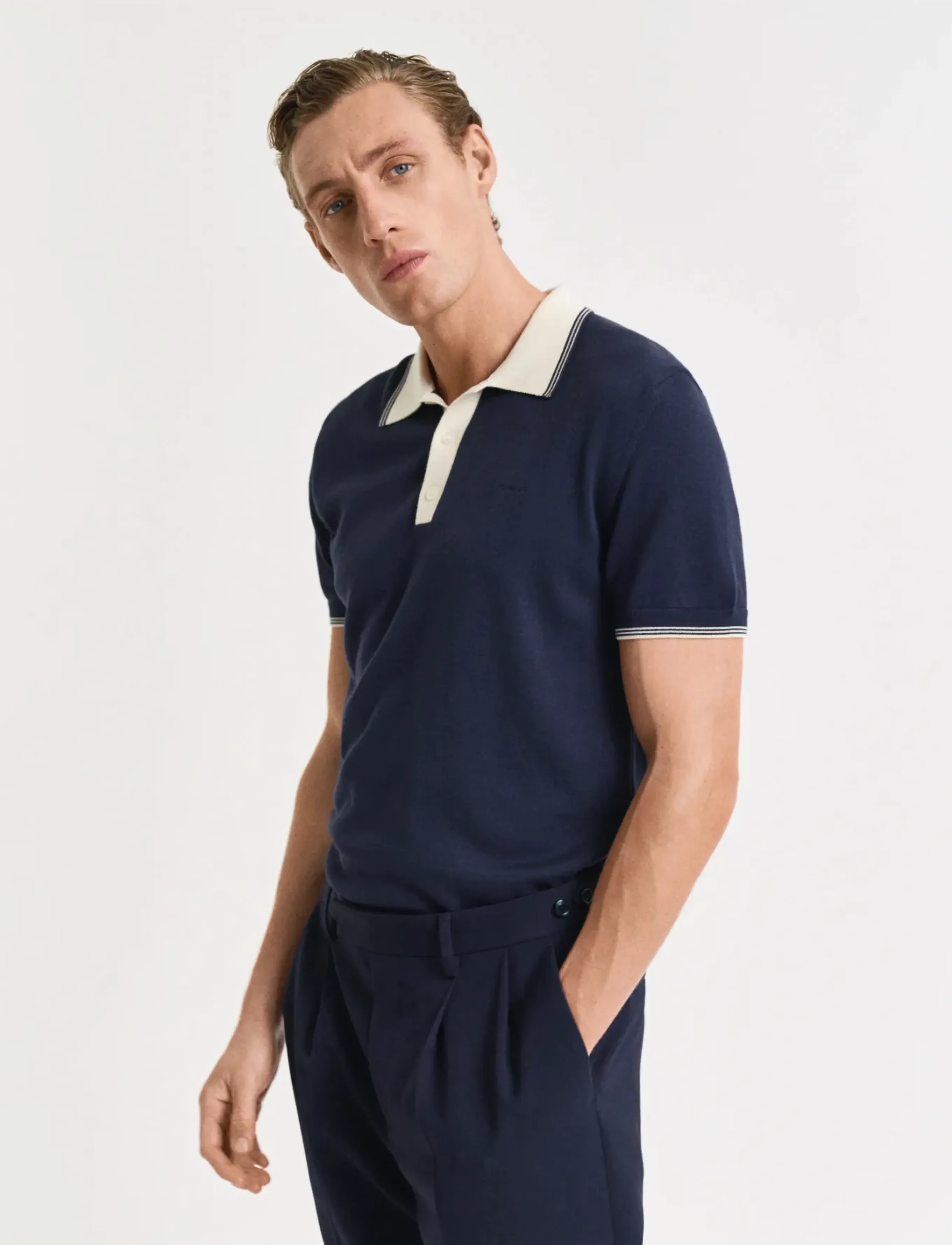 GANT MODAL BLEND SS POLO - Riided - EVENING BLUE / navy