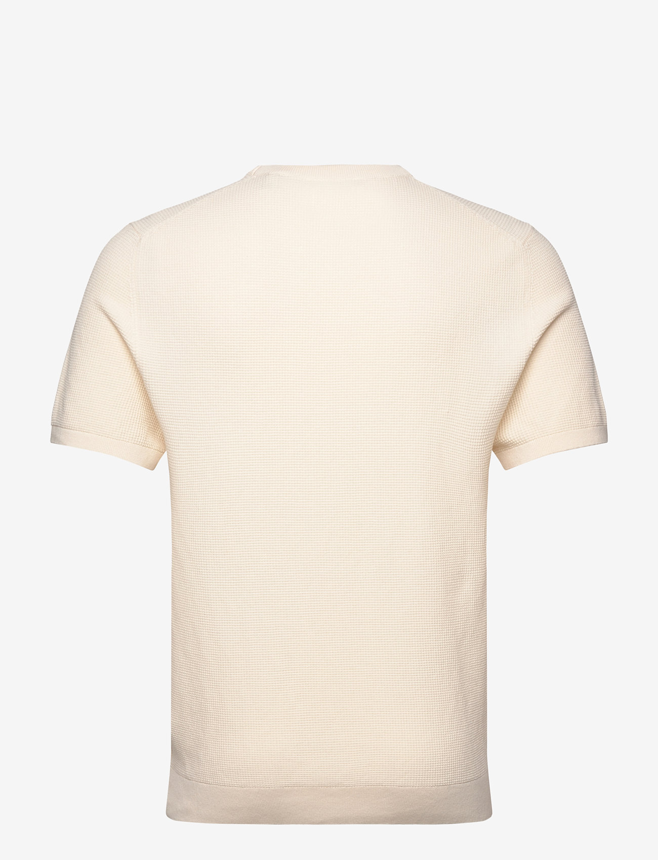 GANT - MICRO TEXTURED COTTON SS C-NECK - kortärmade t-shirts - cream - 1