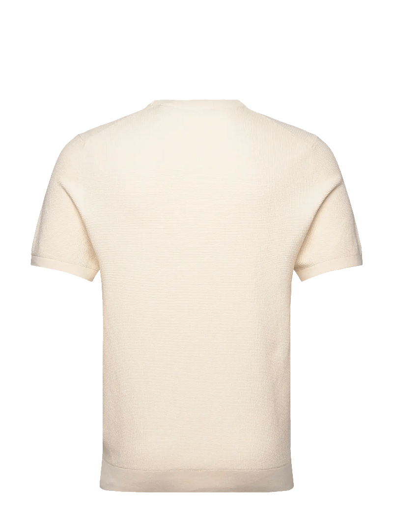 GANT - MICRO TEXTURED COTTON SS C-NECK - kortärmade t-shirts - cream - 1