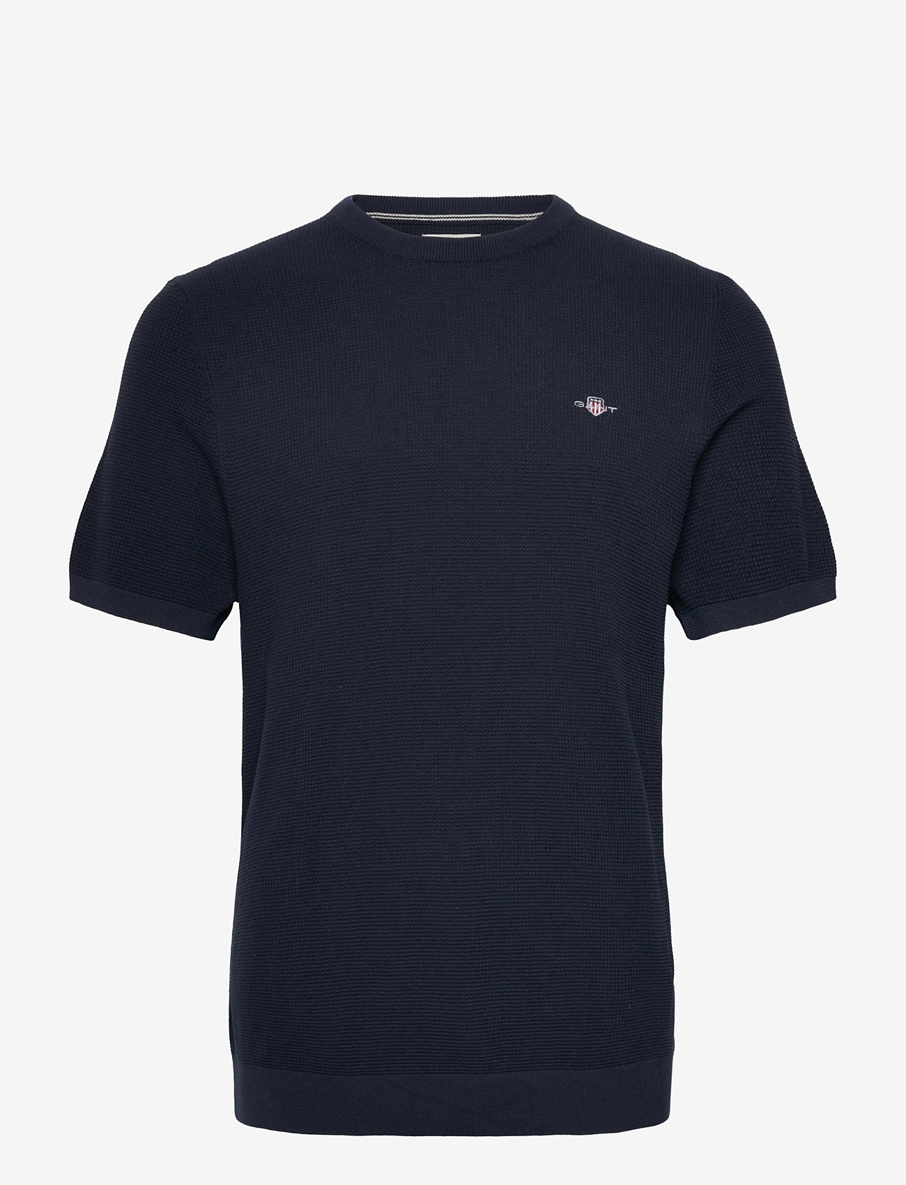 GANT - MICRO TEXTURED COTTON SS C-NECK - evening blue - 0