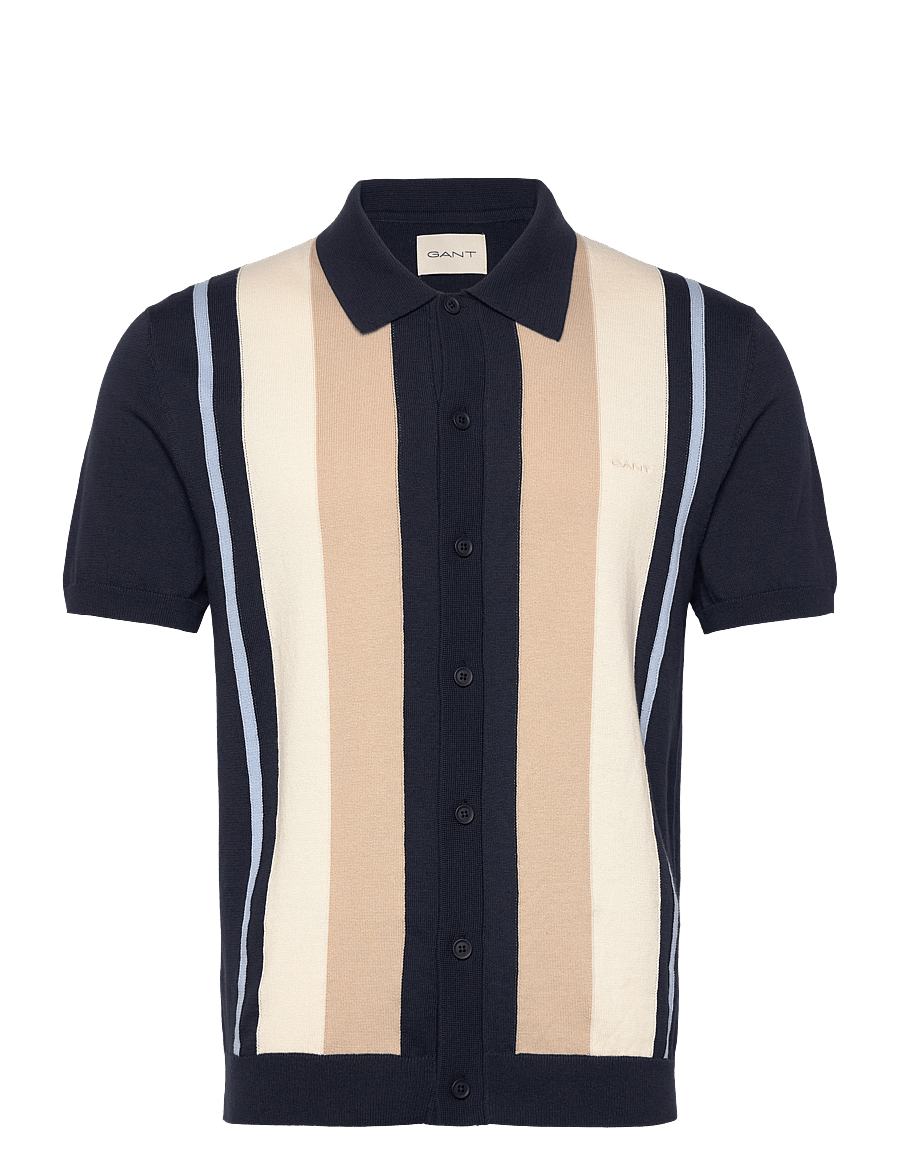 Gant - COLOR BLOCKED COTTON SS POLO - evening blue - 0