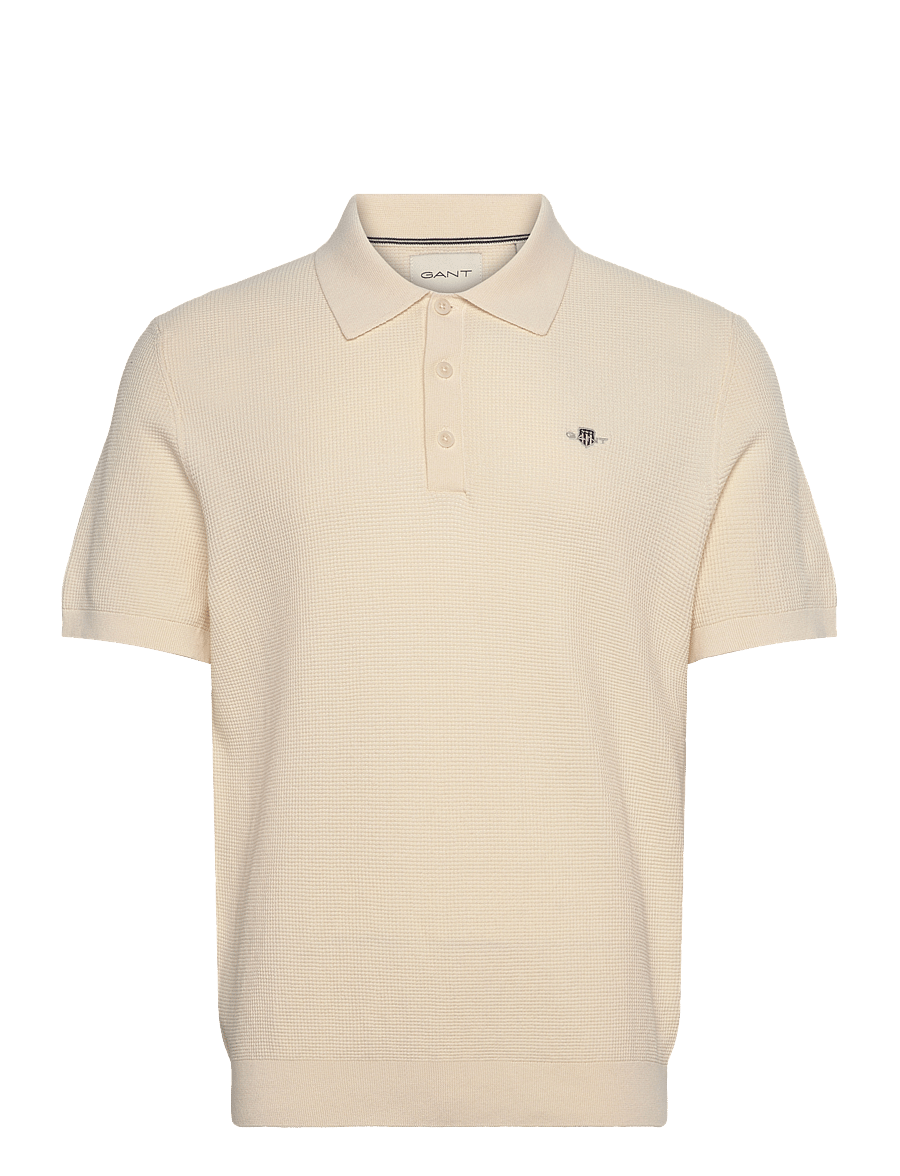 Gant - MICRO TEXTURED COTTON SS POLO - kurzärmelig - cream - 0