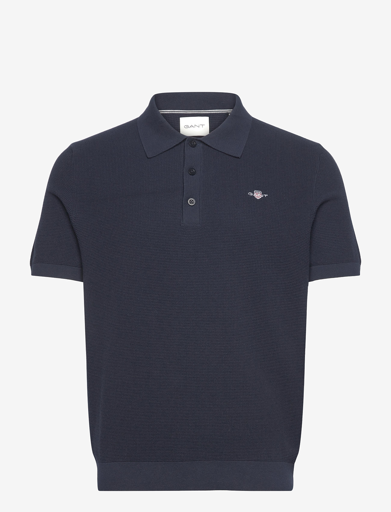 GANT - MICRO TEXTURED COTTON SS POLO - kortärmade pikéer - evening blue - 0