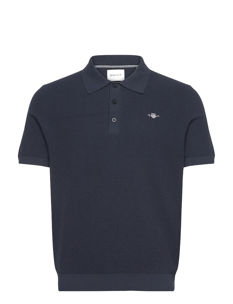 GANT - MICRO TEXTURED COTTON SS POLO - kortärmade pikéer - evening blue - 0