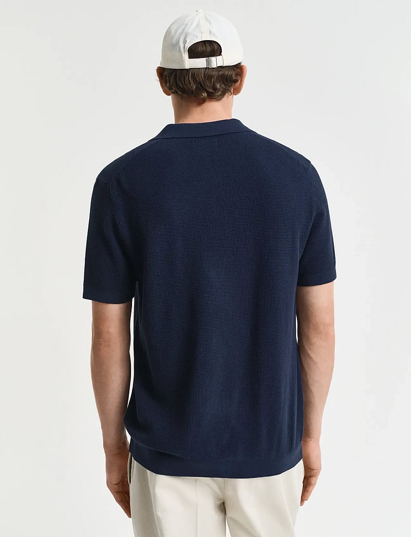 GANT - MICRO TEXTURED COTTON SS POLO - polo marškinėliai trumpomis rankovėmis - evening blue - 3