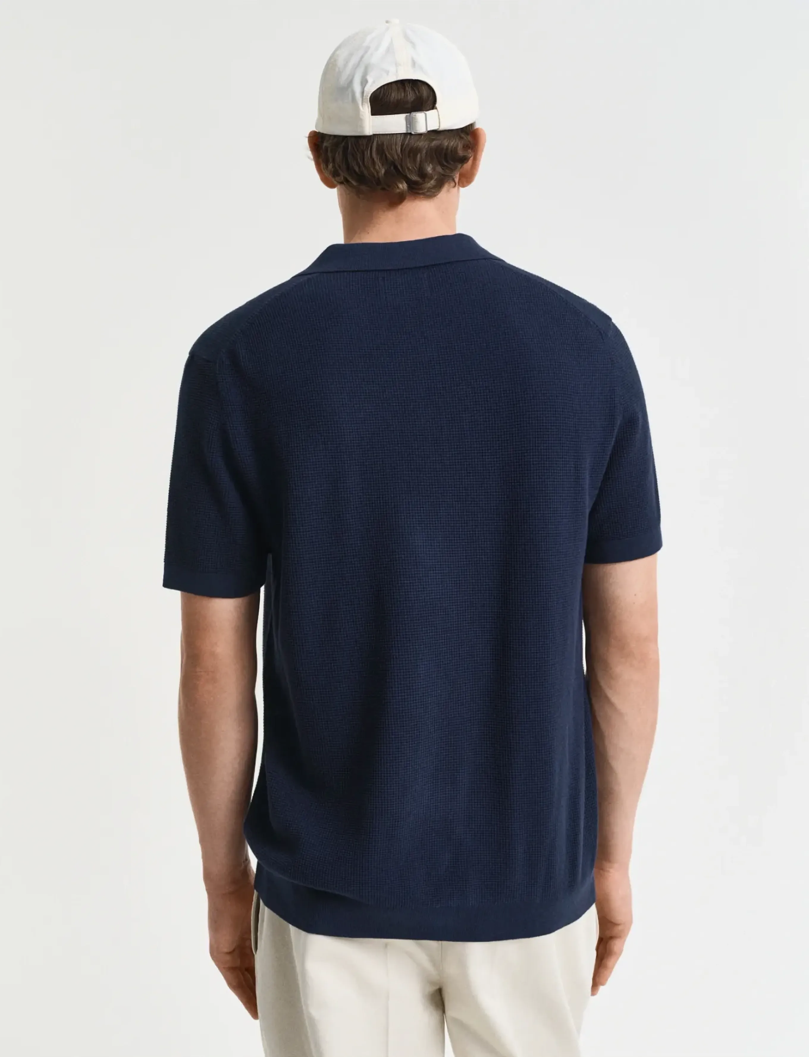 Gant - MICRO TEXTURED COTTON SS POLO - short-sleeved polos - evening blue - 3