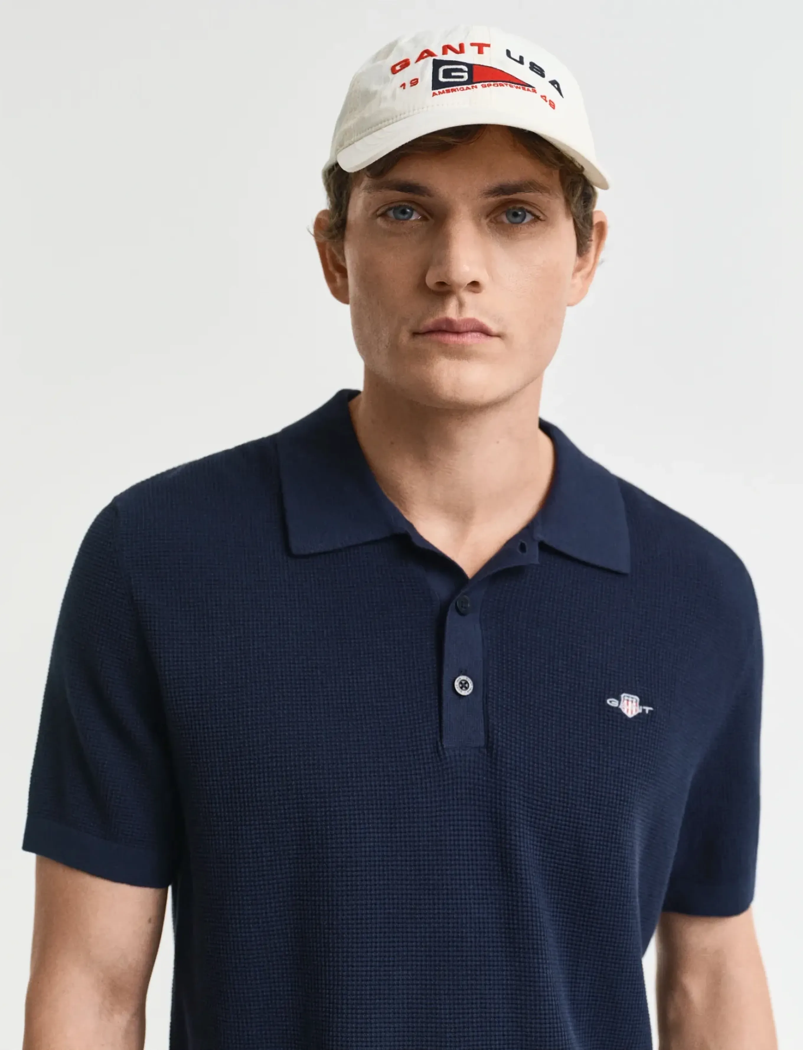 Gant - MICRO TEXTURED COTTON SS POLO - short-sleeved polos - evening blue - 4