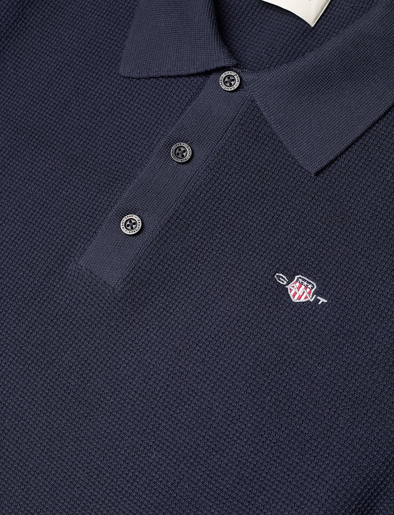 GANT - MICRO TEXTURED COTTON SS POLO - kortärmade pikéer - evening blue - 2