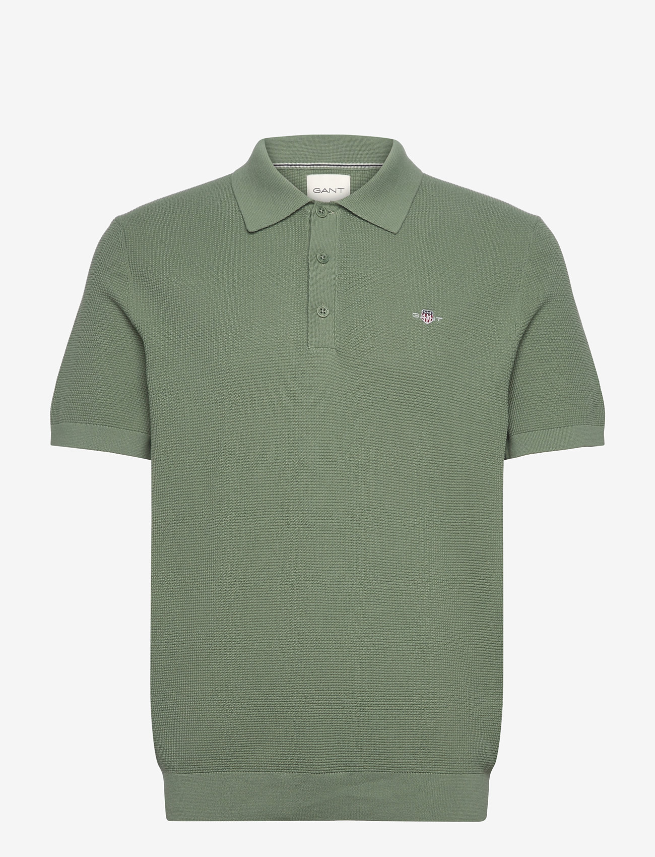 GANT - MICRO TEXTURED COTTON SS POLO - kortærmede poloer - kalamata green - 0