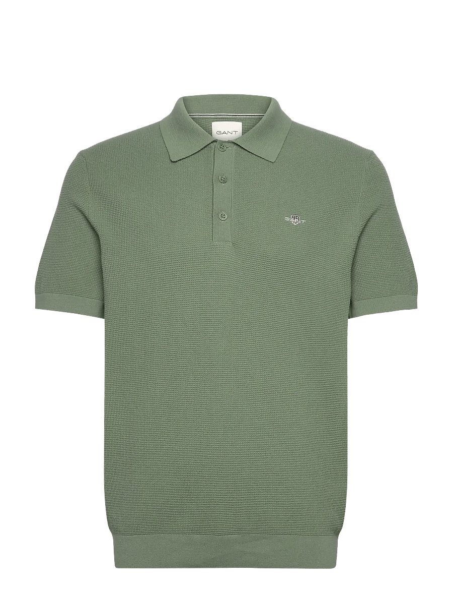 Gant - MICRO TEXTURED COTTON SS POLO - krótki rękaw - kalamata green - 1