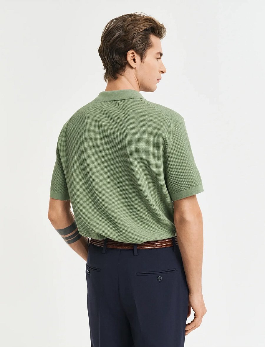 Gant - MICRO TEXTURED COTTON SS POLO - krótki rękaw - kalamata green - 3