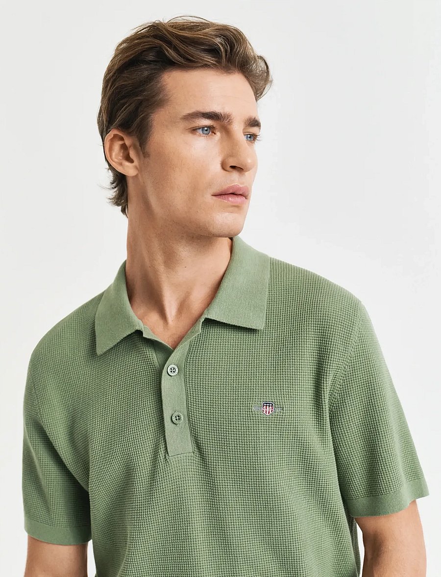 Gant - MICRO TEXTURED COTTON SS POLO - krótki rękaw - kalamata green - 4