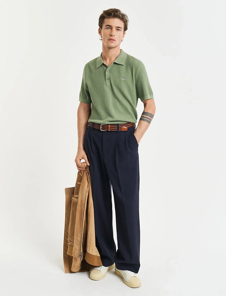 Gant - MICRO TEXTURED COTTON SS POLO - krótki rękaw - kalamata green - 5