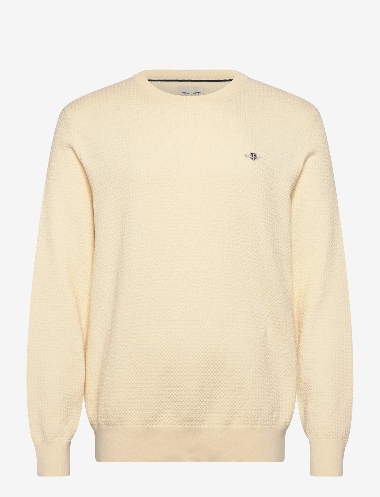 Gant - TEXTURED COTTON C-NECK - rund hals - cream - 0