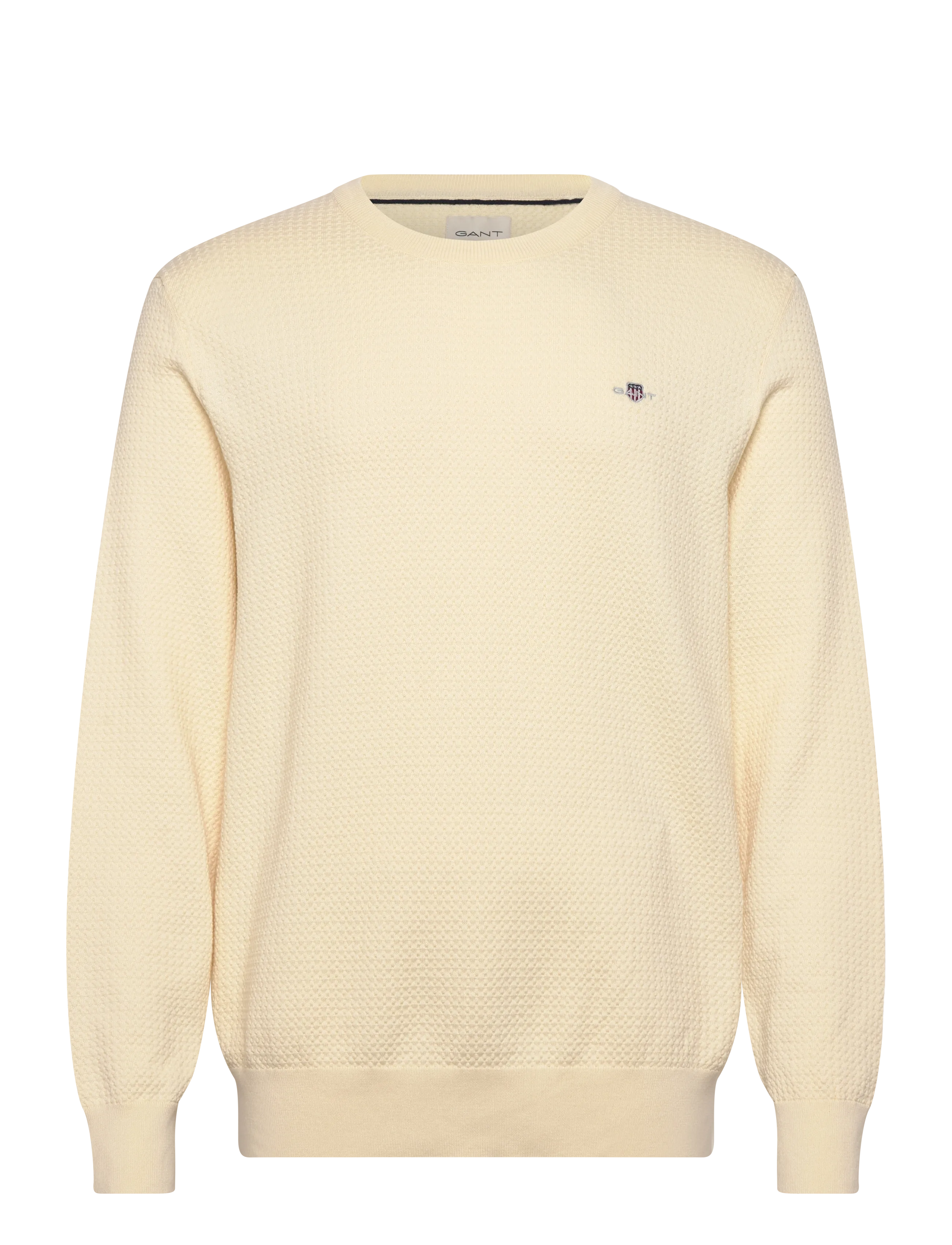 Gant TEXTURED COTTON C-NECK - Rundhalsad - CREAM / yellow