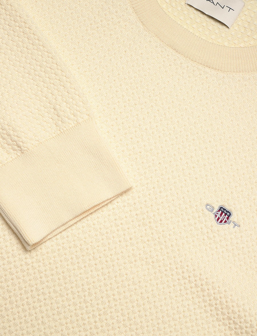Gant - TEXTURED COTTON C-NECK - rundhals - cream - 2