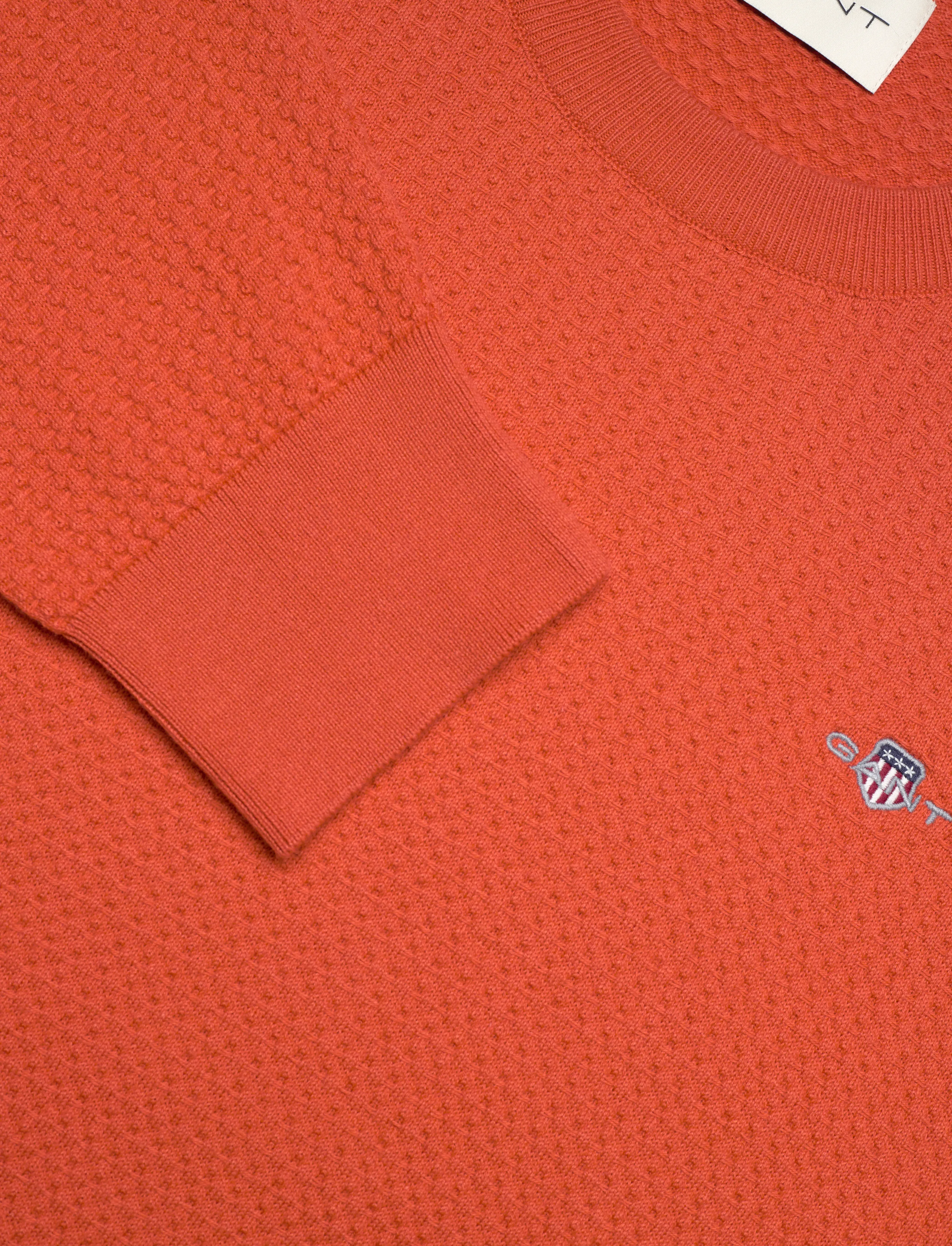 Gant - TEXTURED COTTON C-NECK - Ümmarguse kaelusega kudumid - deep orange - 2