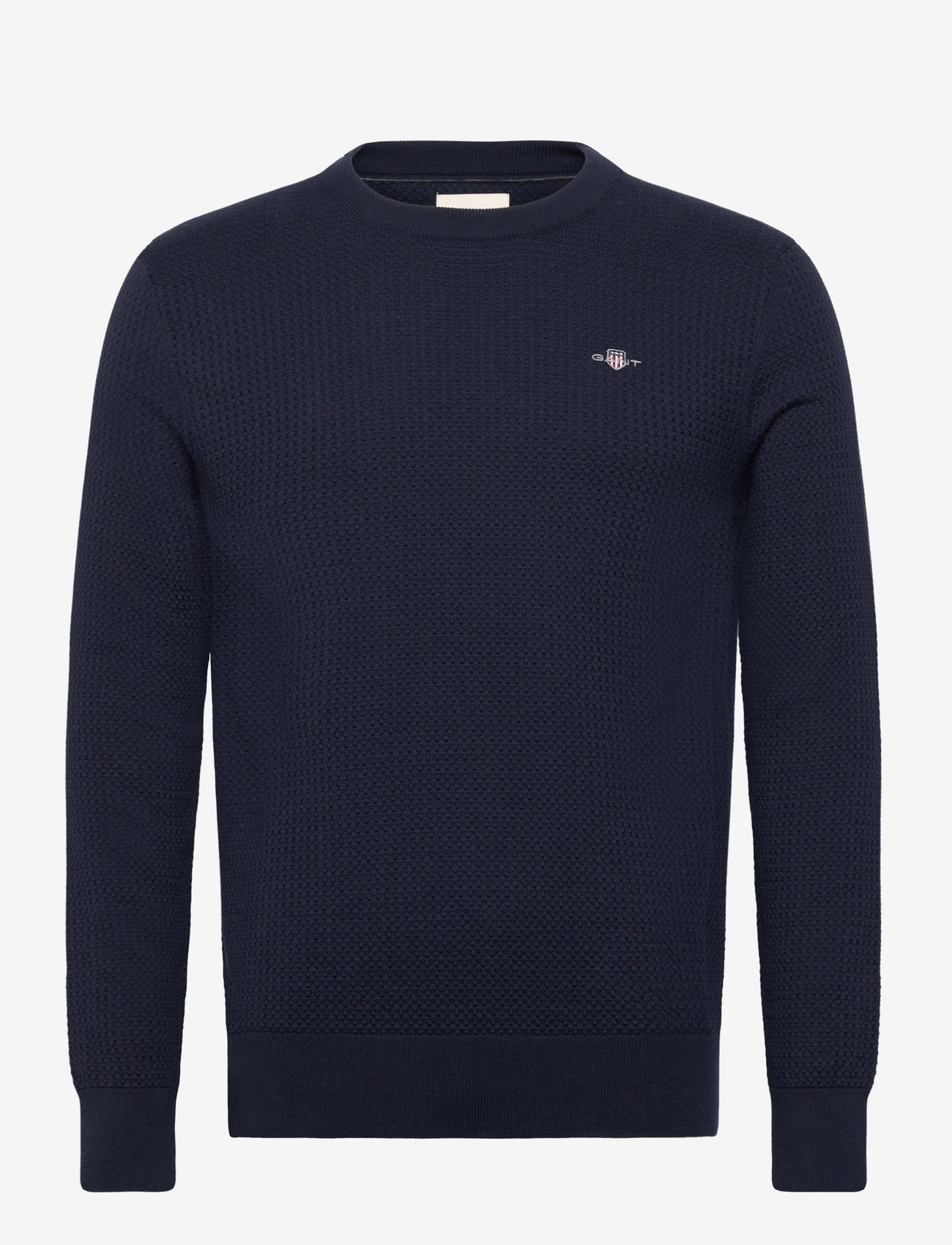 Gant - TEXTURED COTTON C-NECK - rund hals - evening blue - 0