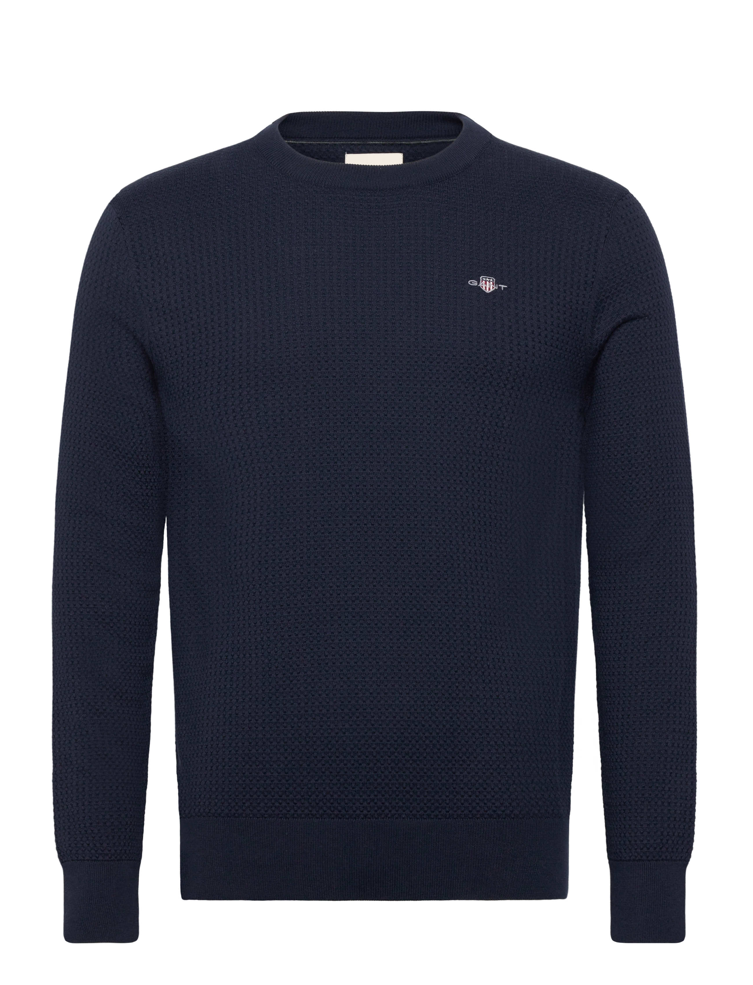 Gant TEXTURED COTTON C-NECK - Rundhals - EVENING BLUE / navy