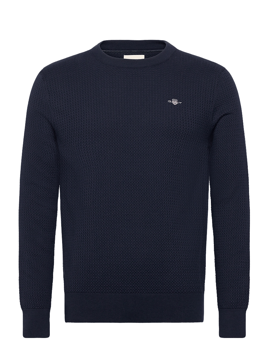 Gant - TEXTURED COTTON C-NECK - rundhals - evening blue - 0