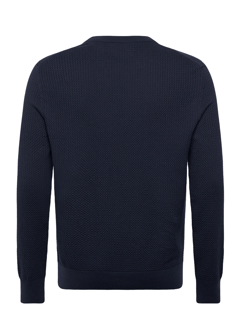 GANT - TEXTURED COTTON C-NECK - knitted round necks - evening blue - 1