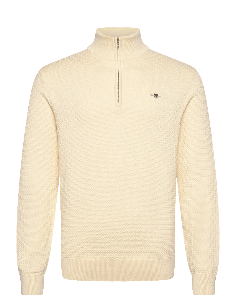 Gant - TEXTURED COTTON HALF ZIP - pullover mit halbem reißverschluss - cream - 0