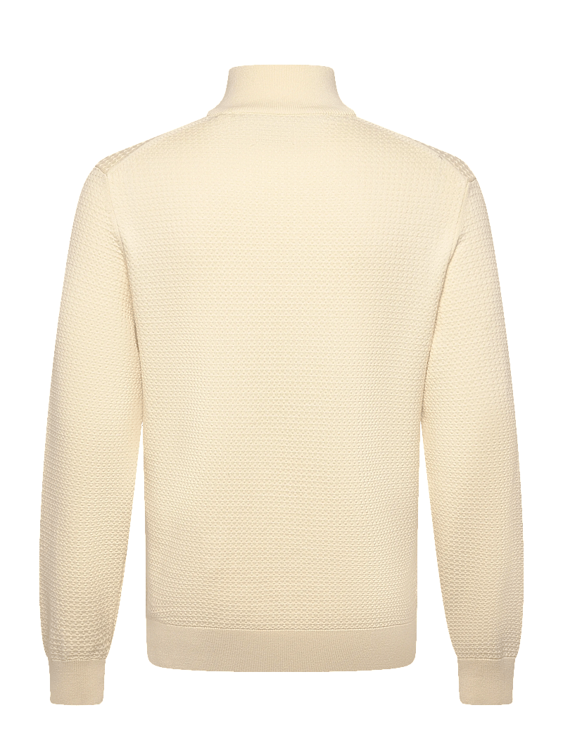 Gant - TEXTURED COTTON HALF ZIP - pullover mit halbem reißverschluss - cream - 1