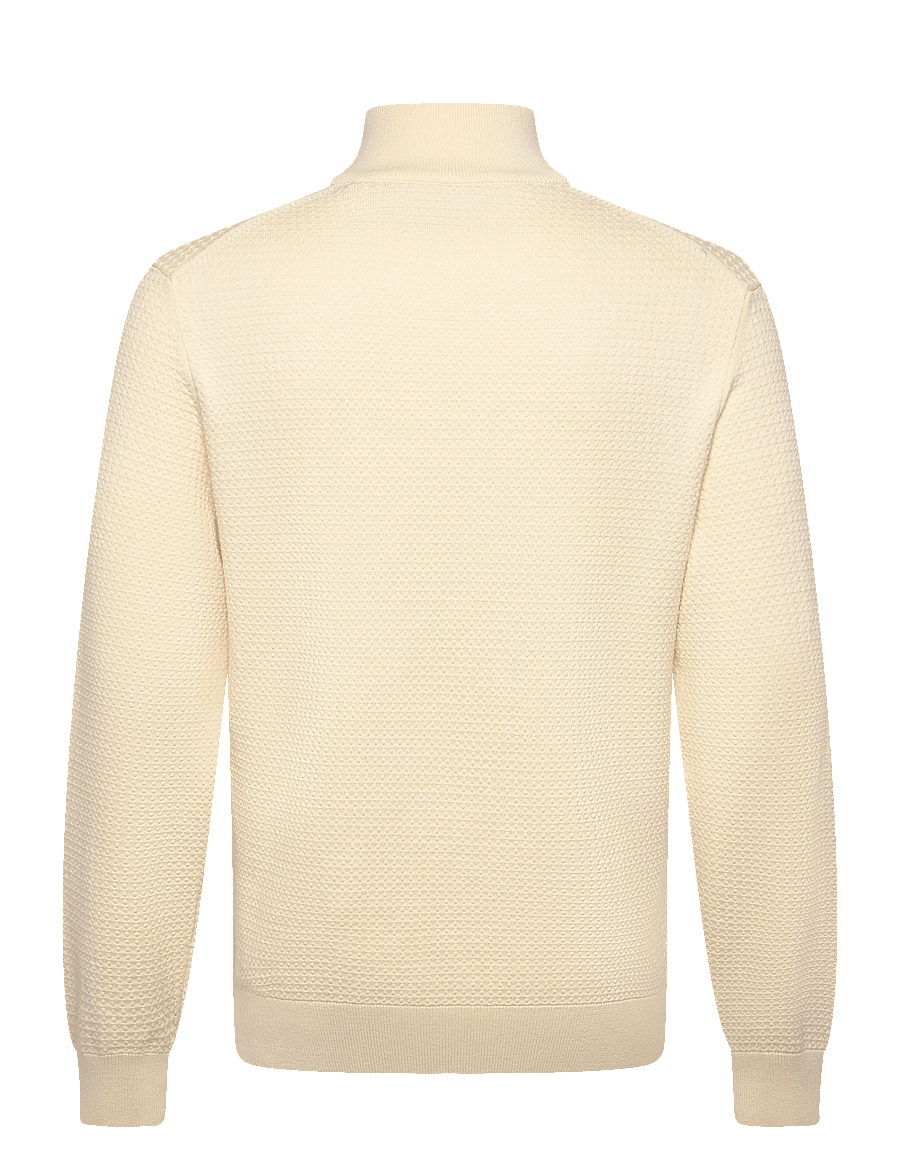 Gant - TEXTURED COTTON HALF ZIP - pullover mit halbem reißverschluss - cream - 1