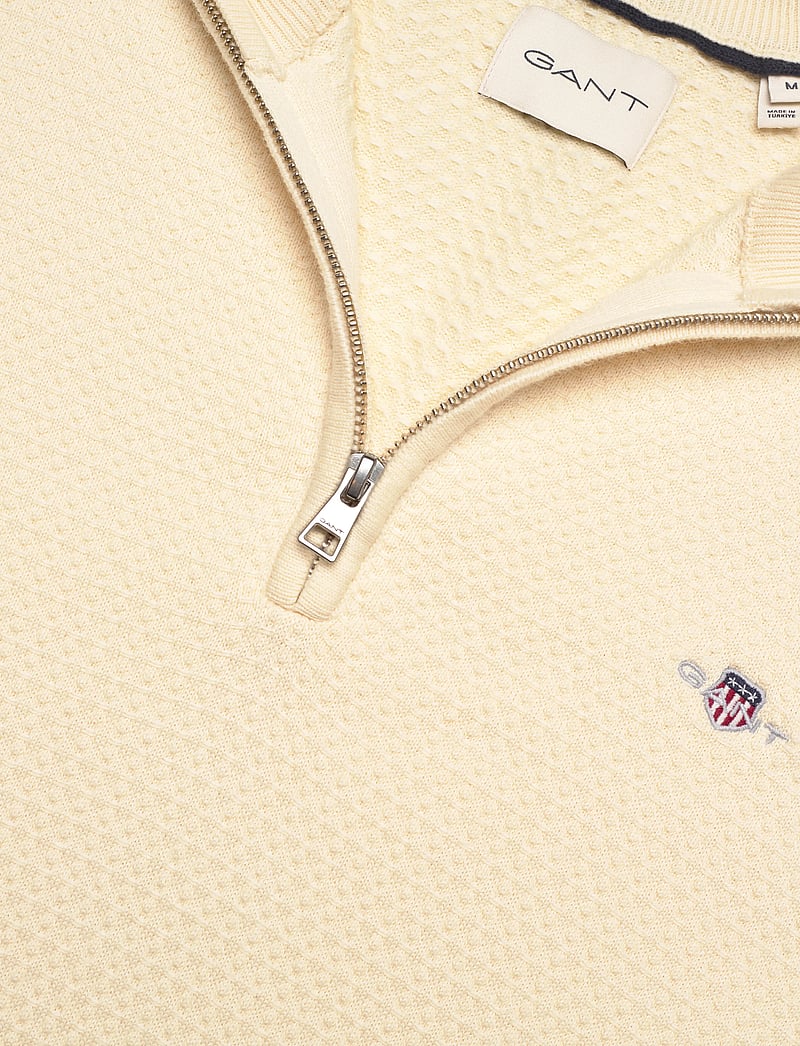 Gant - TEXTURED COTTON HALF ZIP - pullover mit halbem reißverschluss - cream - 2