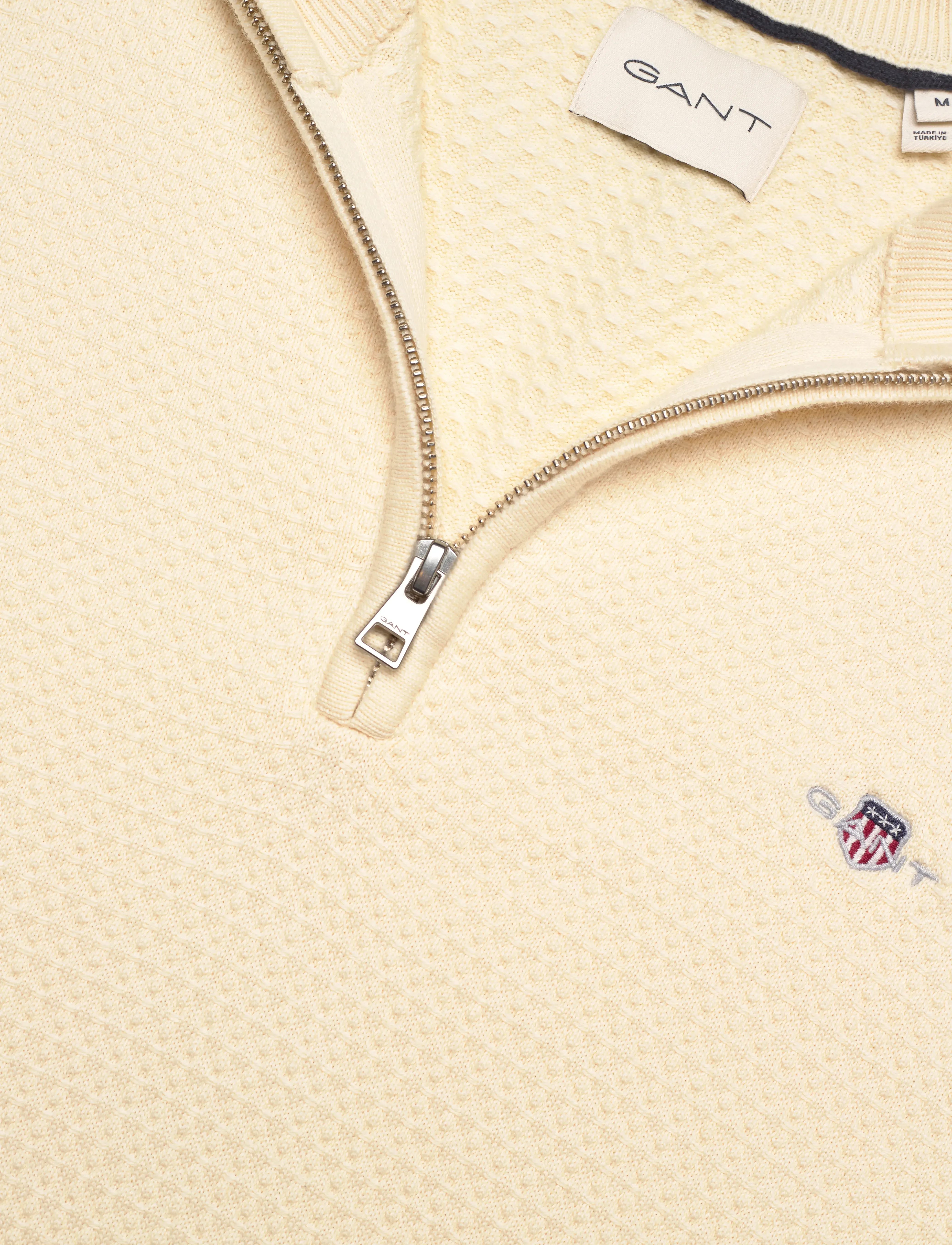 Gant - TEXTURED COTTON HALF ZIP - pullover mit halbem reißverschluss - cream - 2