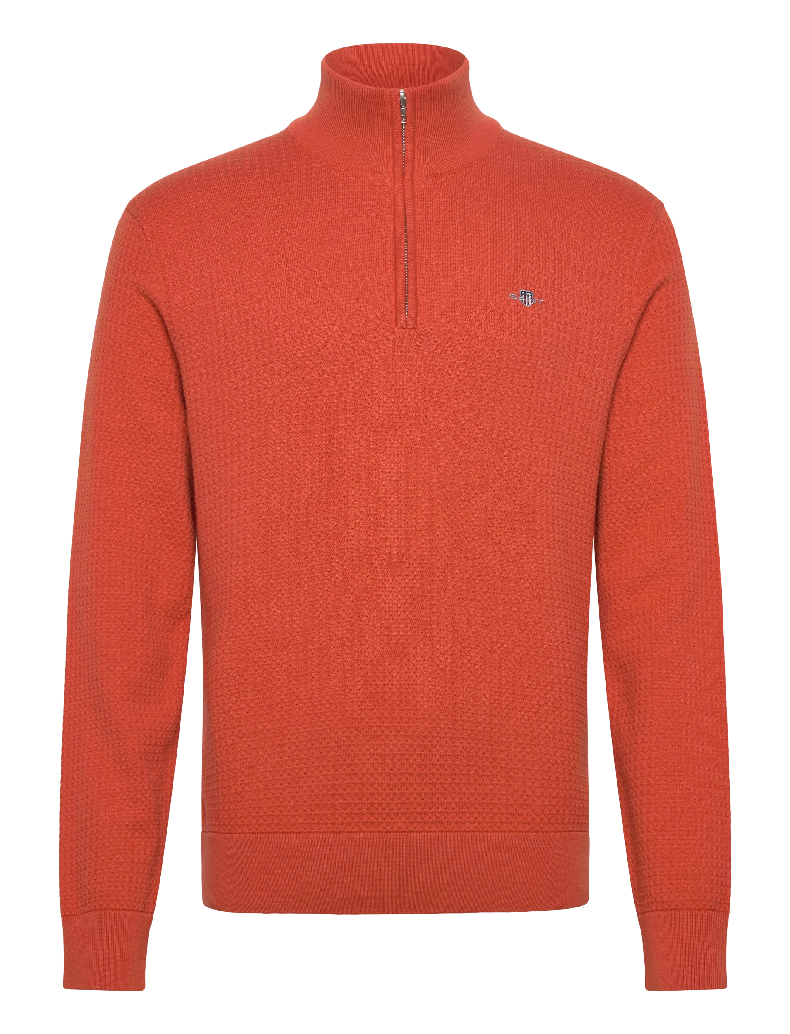 Gant TEXTURED COTTON HALF ZIP - Strickmode - DEEP ORANGE / orange