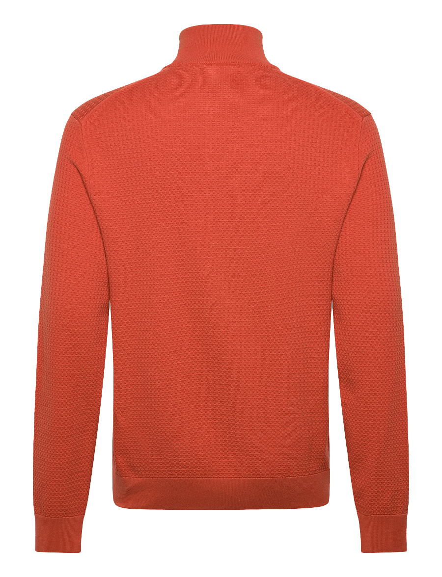 Gant - TEXTURED COTTON HALF ZIP - pullover mit halbem reißverschluss - deep orange - 1