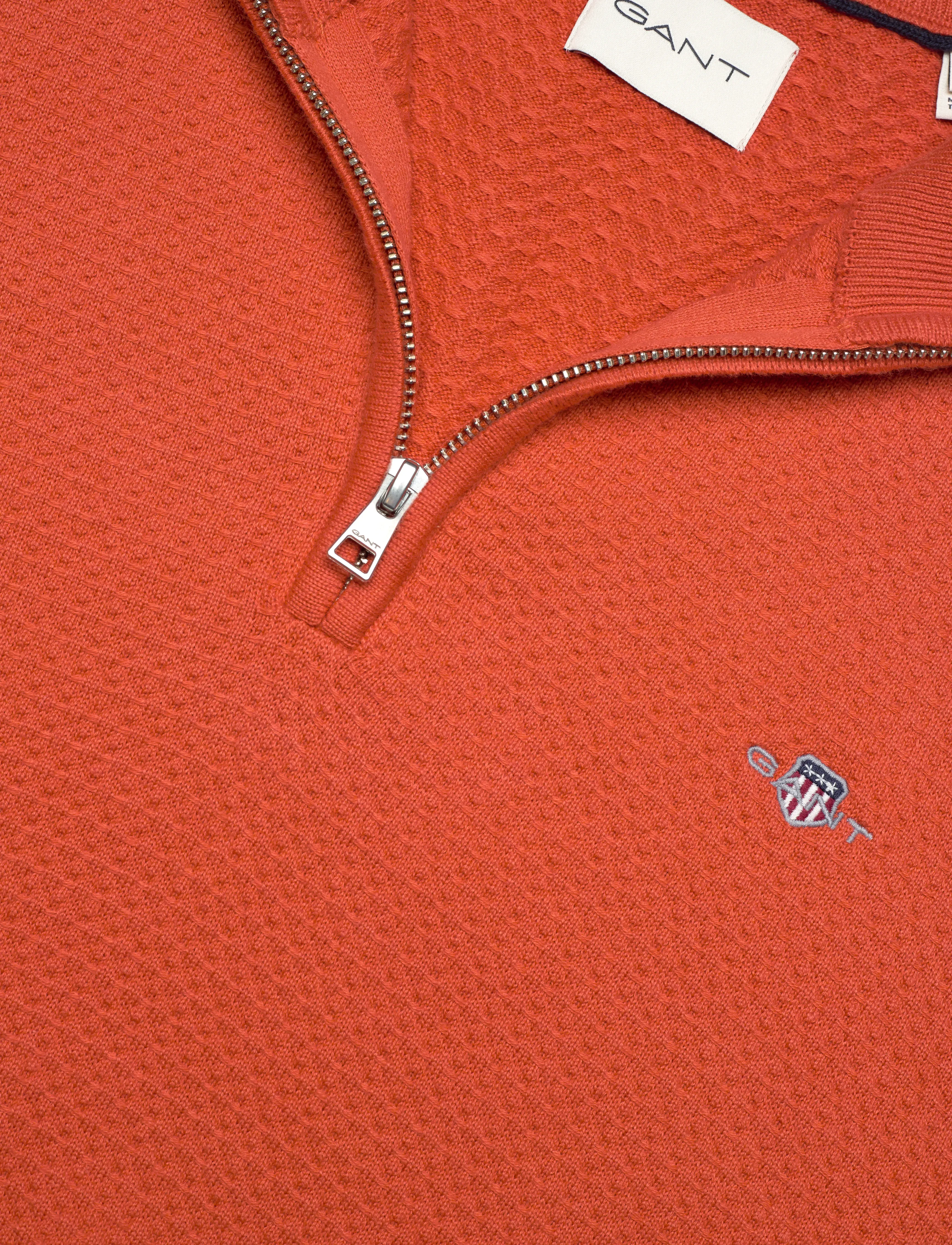 Gant - TEXTURED COTTON HALF ZIP - half zip jumpers - deep orange - 2