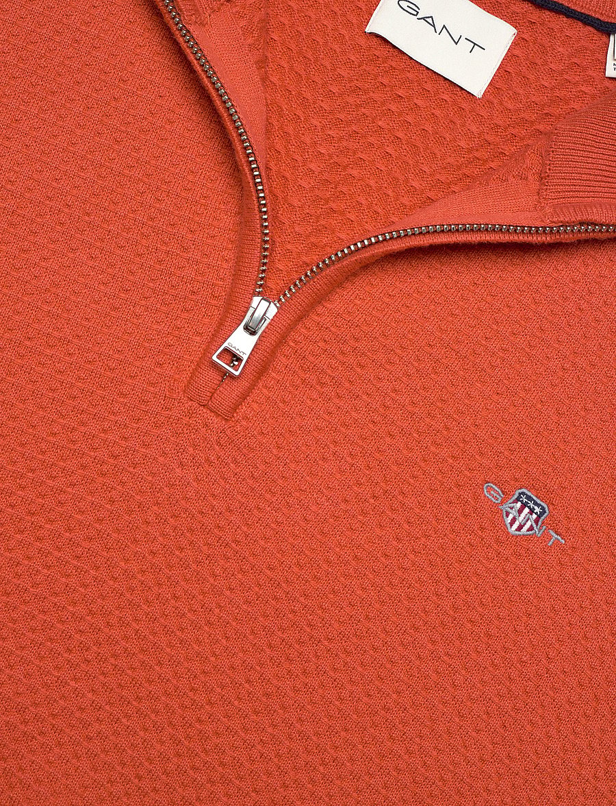 Gant - TEXTURED COTTON HALF ZIP - pullover mit halbem reißverschluss - deep orange - 2