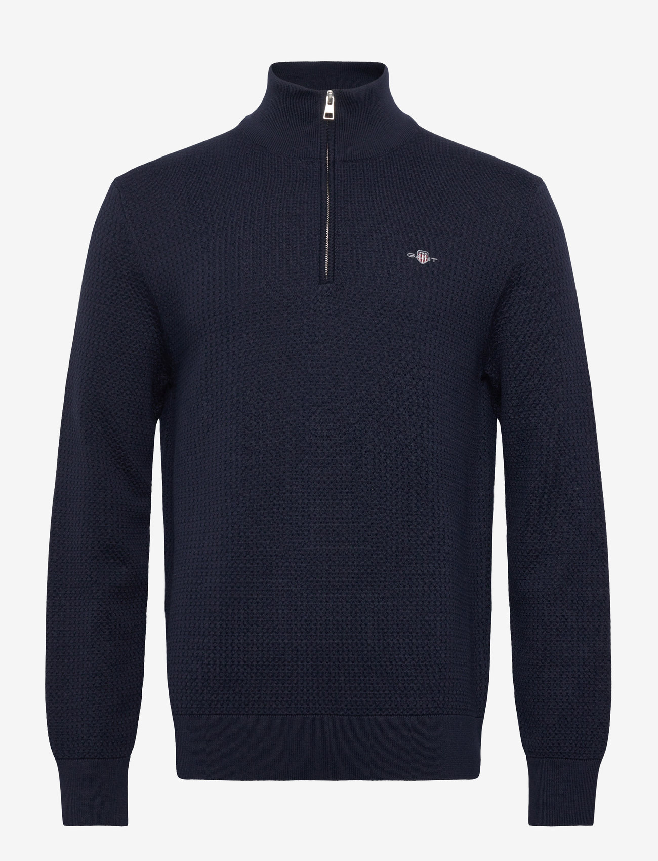 Gant - TEXTURED COTTON HALF ZIP - half zip-tröjor - evening blue - 0