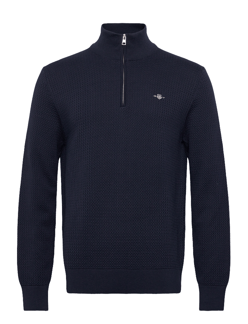 GANT - TEXTURED COTTON HALF ZIP - half zip jumpers - evening blue - 0