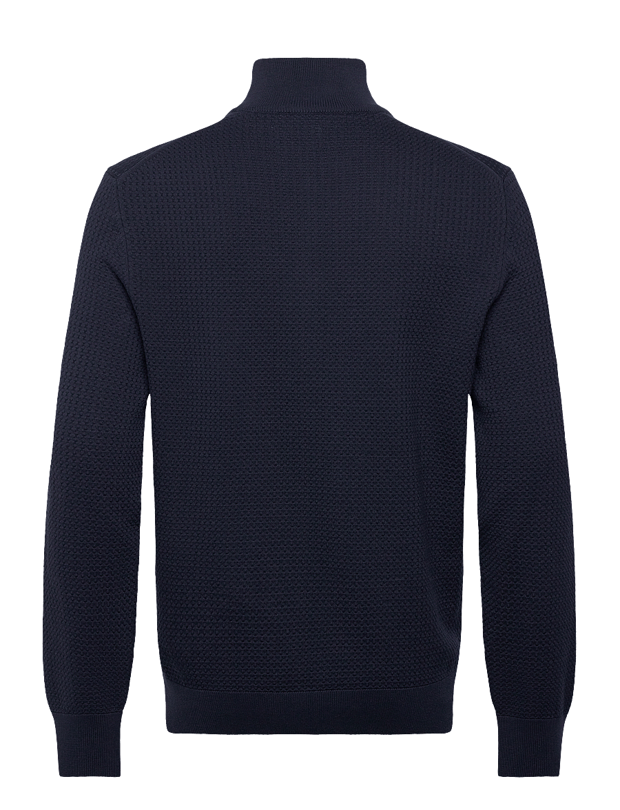 Gant - TEXTURED COTTON HALF ZIP - puolivetoketjulliset neuleet - evening blue - 1
