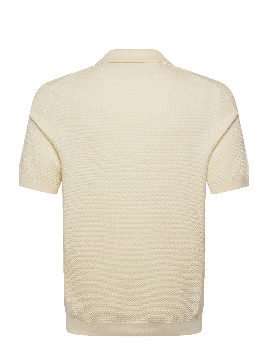 Gant - TEXTURED COTTON SS POLO - geweven polo's - cream - 2