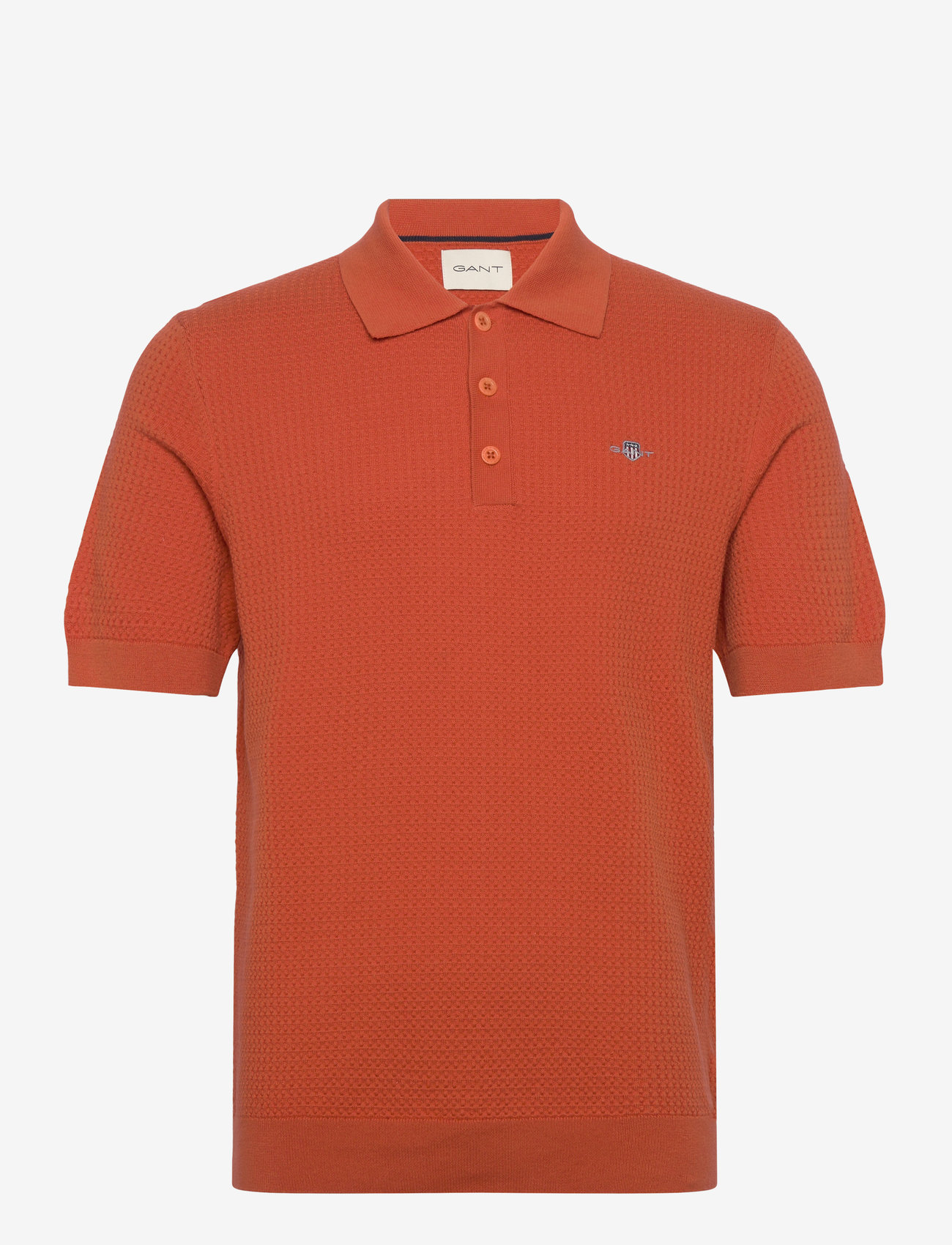 GANT - TEXTURED COTTON SS POLO - gestrickte polohemden - deep orange - 0