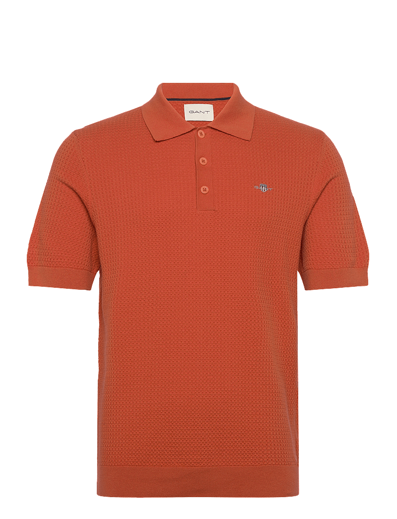 GANT - TEXTURED COTTON SS POLO - stickade pikéer - deep orange - 0