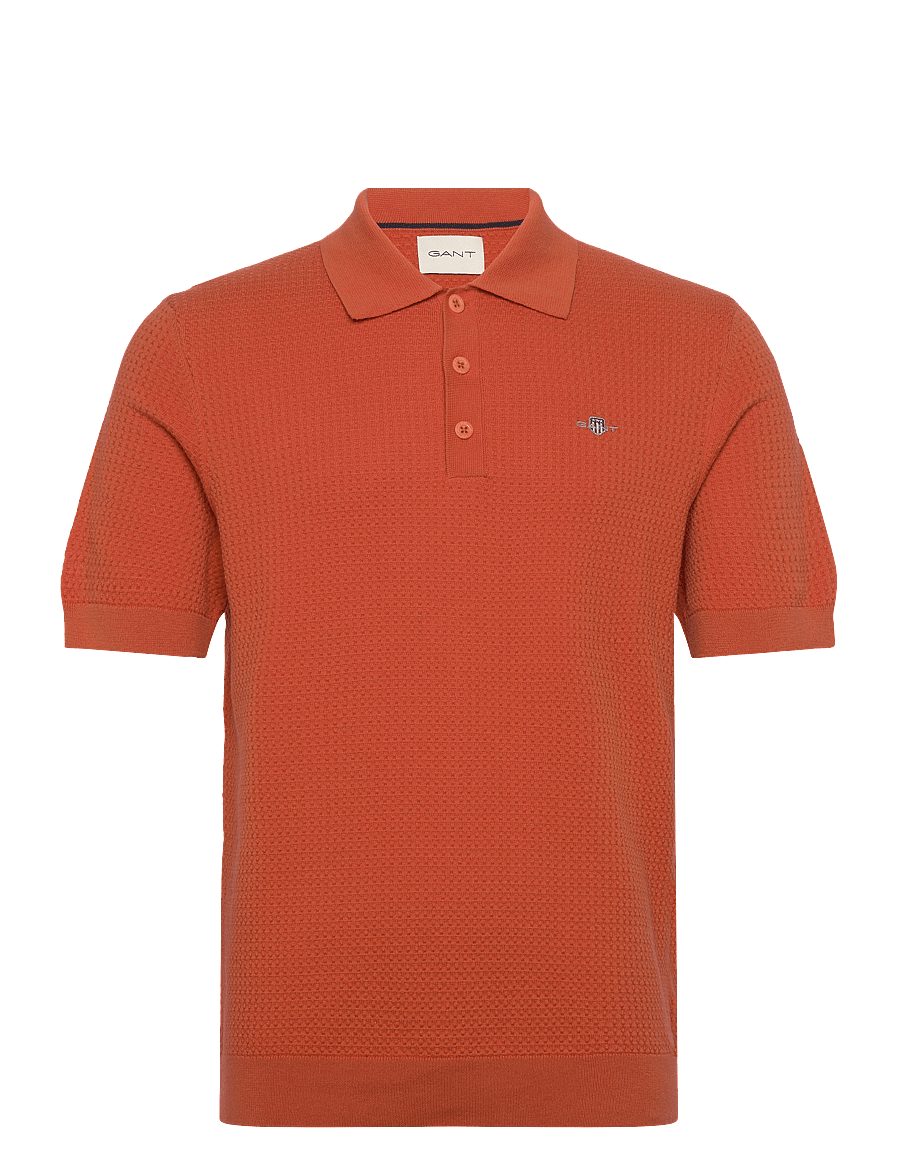 Gant - TEXTURED COTTON SS POLO - trikotažiniai polo marškinėliai - deep orange - 0