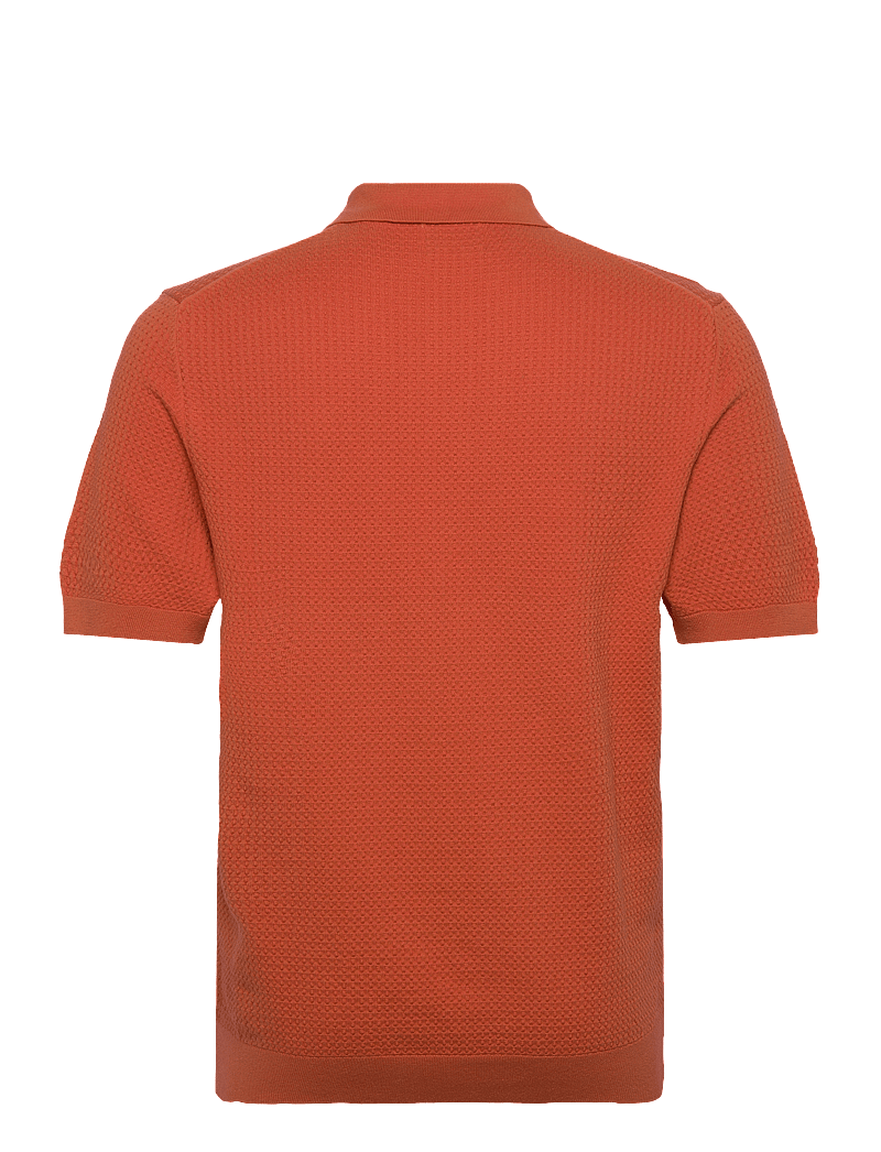 GANT - TEXTURED COTTON SS POLO - stickade pikéer - deep orange - 1