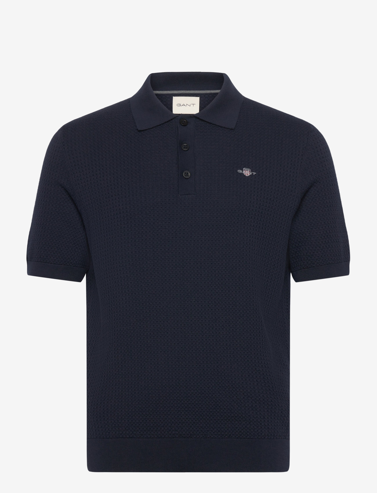 GANT - TEXTURED COTTON SS POLO - gestrickte polohemden - evening blue - 1