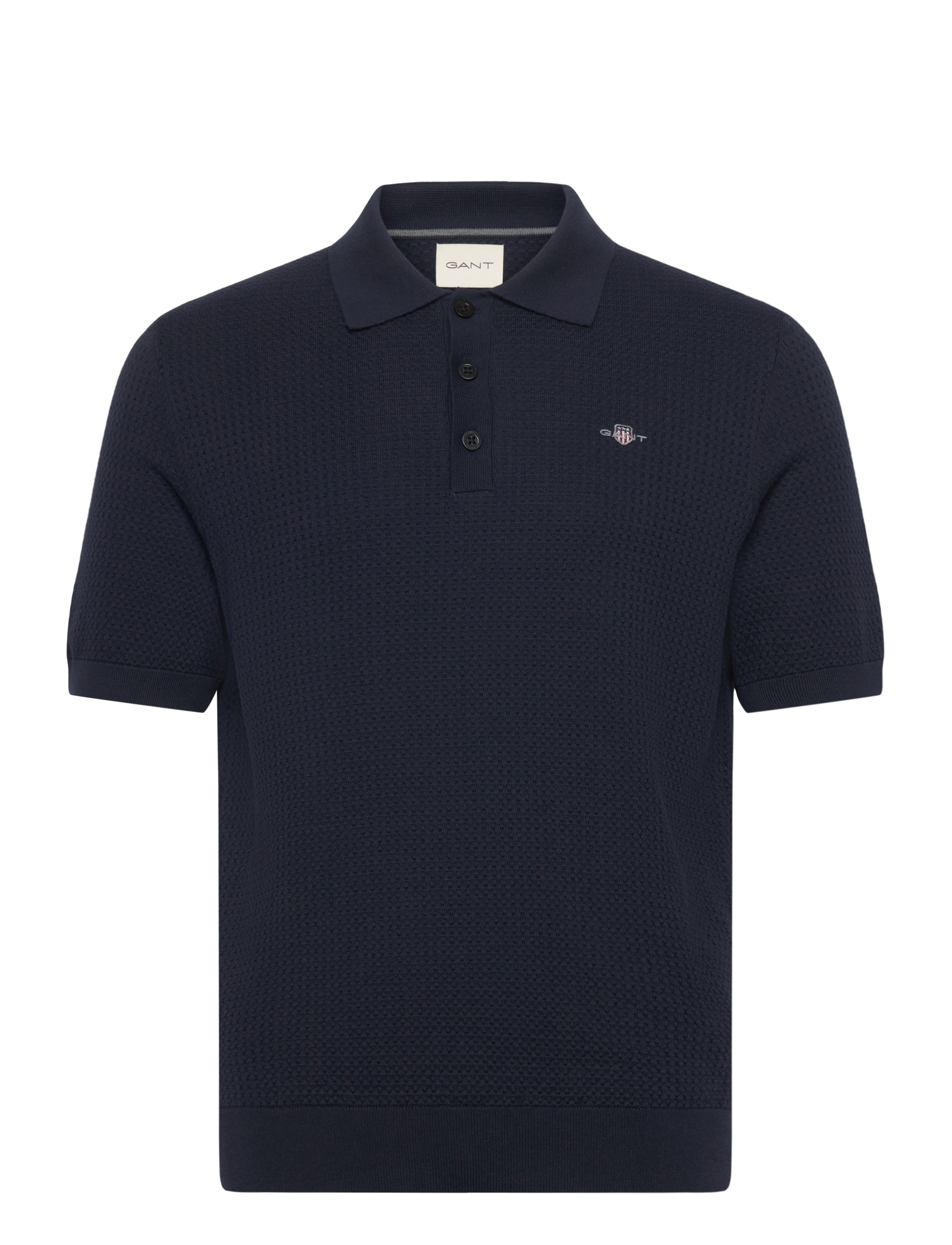 Gant TEXTURED COTTON SS POLO - Strickmode - EVENING BLUE / navy