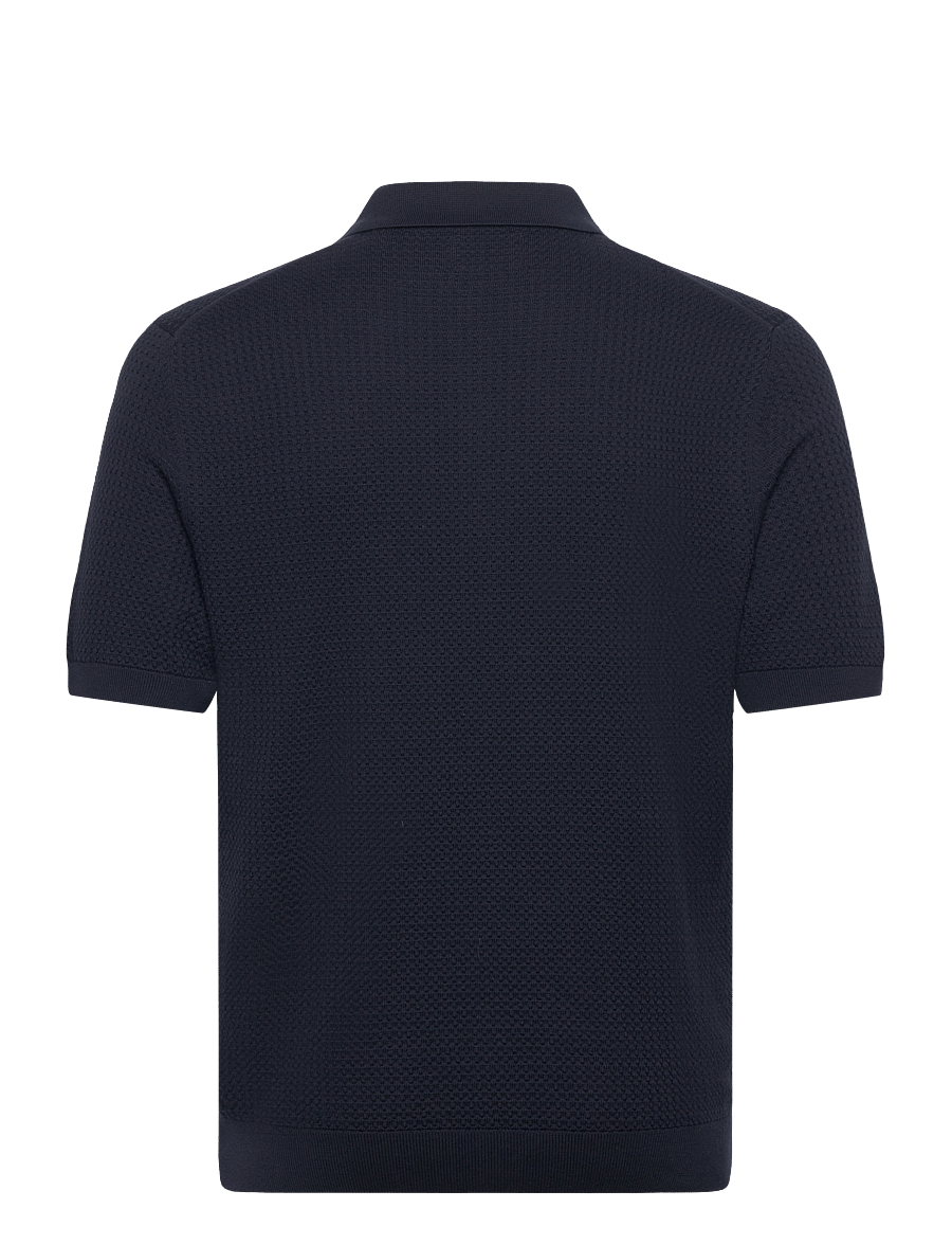 Gant - TEXTURED COTTON SS POLO - trikotažiniai polo marškinėliai - evening blue - 2