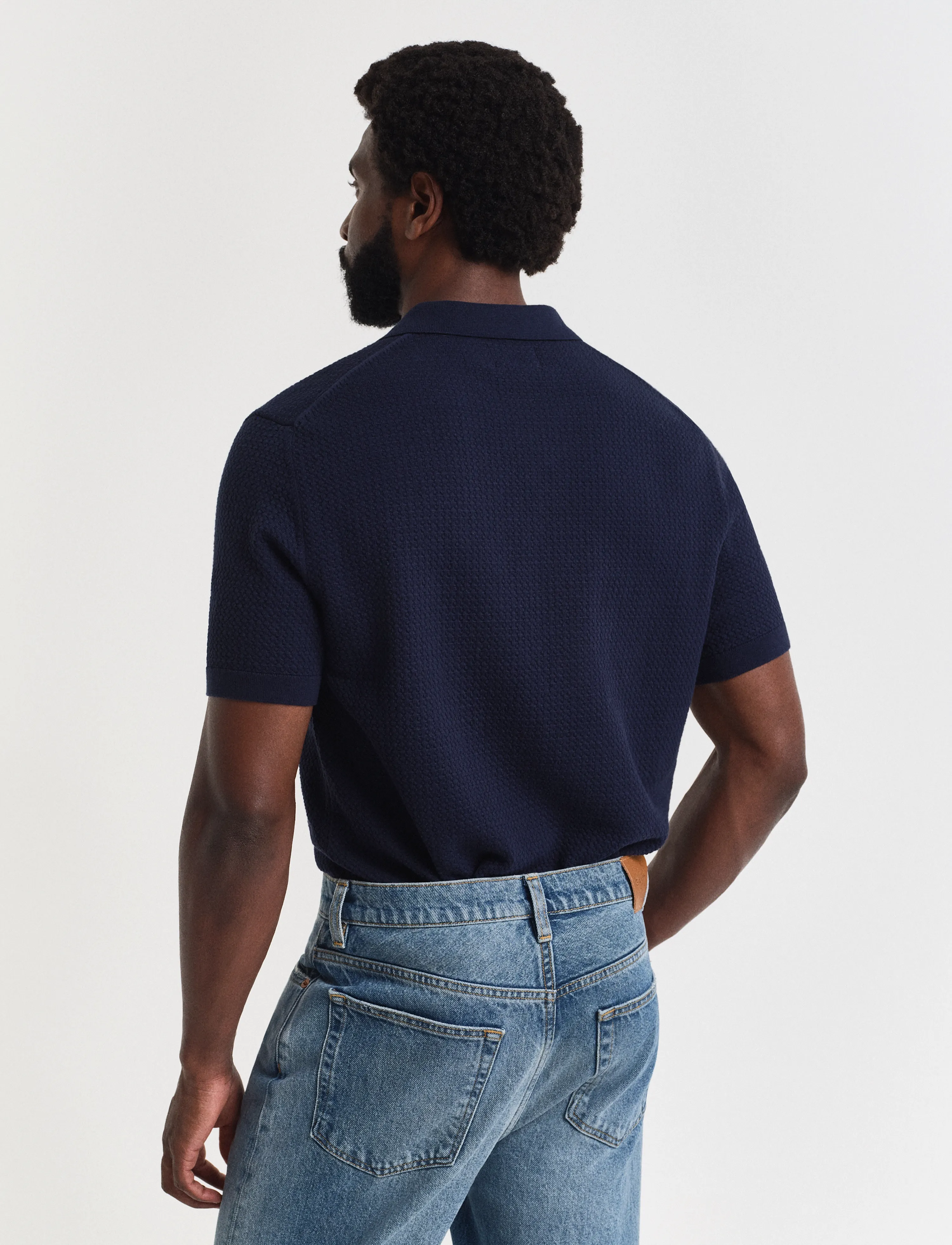 Gant - TEXTURED COTTON SS POLO - trikotažiniai polo marškinėliai - evening blue - 3