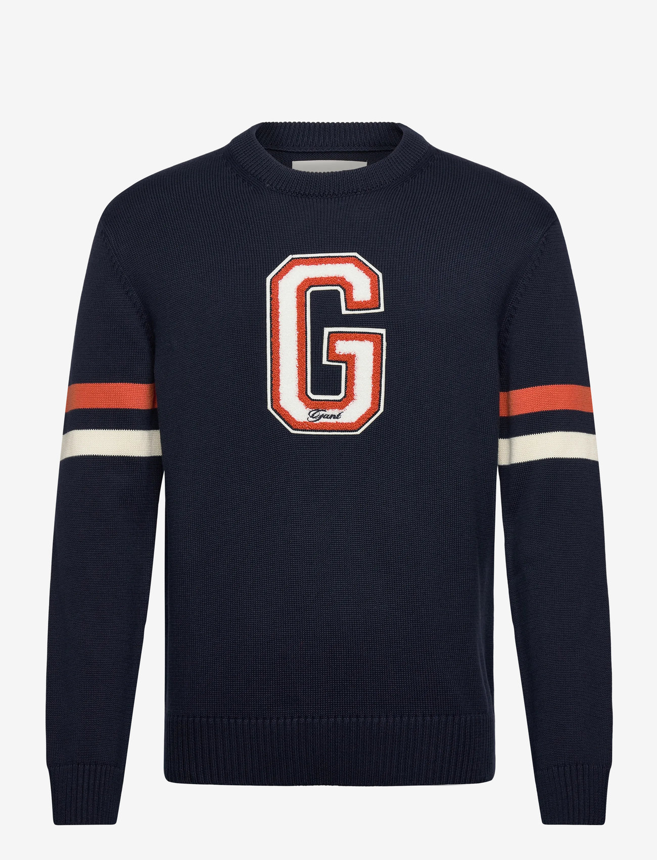 GANT - GRAPHIC BADGE C-NECK - knitted round necks - evening blue - 0
